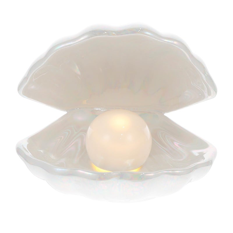 IMIKEYA Ceramic Shell Pearl Light, White LED Clam with Pearl Light in Shell Lamp for Tabletop Decoration, Souvenir, Birthday Gift - Image 1